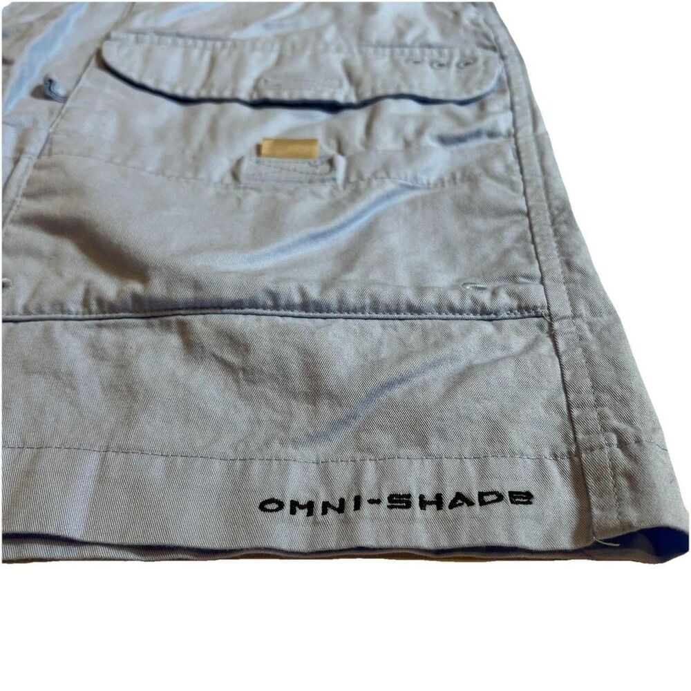 Mens Columbia Fishing Shorts PFG Blue Stretch 34 Lightweight Cargo Pockets - Picture 2 of 5